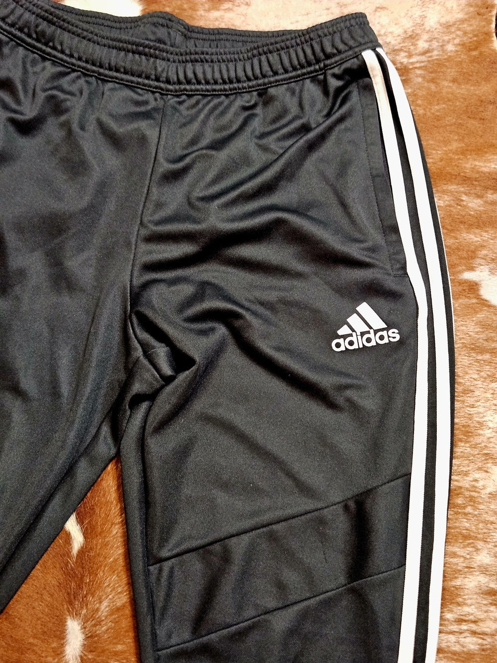 adidas Women's Charcoal Gray Joggers with White Side Stripes Ankle Zip Sz M